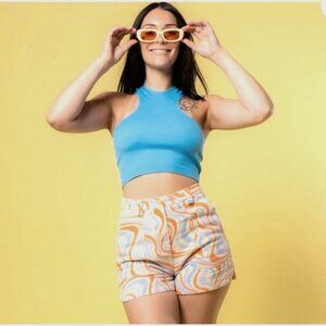 FRNCH Tiffany Creme Wavy Shorts‎ Size Small